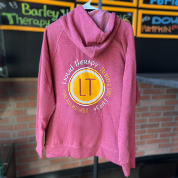 LT Hoodie - Crimson - Back - Liquid Therapy Brewery Swag
